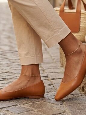 ATP Atelier Loria Cognac Tan Leather Pointed Toe Flats Italy 37 US 7 Minimalist